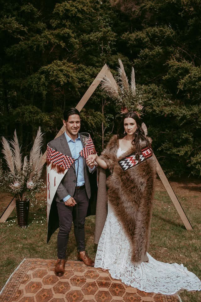 Wedding couple outdoors